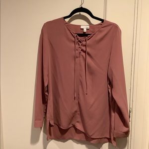 Pink tie front top